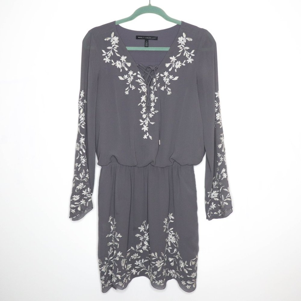 WHBM | Chiffon Embroidered Drape Dress 4